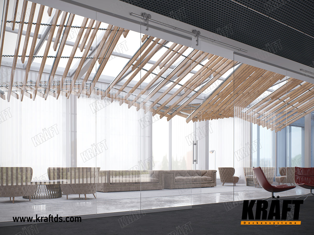 Дизайнерська багаторівнева підвісна рейкова стеля Kraft
