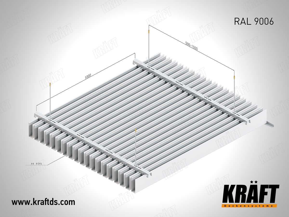 Cube-shaped rail Kraft RAL 9006 (metallic grey)