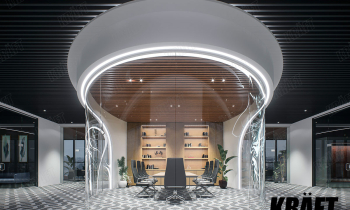 Дизайн офісу в стилі Apple і рейкова стеля