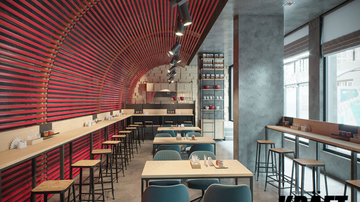 Rail ceiling smoothly flowing into a decorative wall (+4 photos)