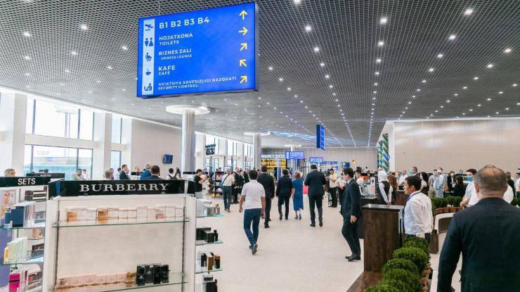 Open cell and linear strip ceiling KRAFT in Tashkent airport (+5 photos)