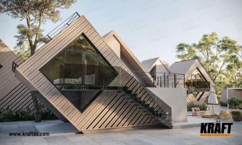 Концептуальні будиночки з фасадом із кубоподібної рейки KRAFT (+7 фото)