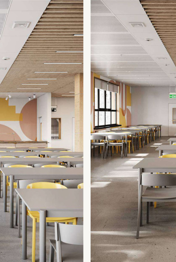 Підвісні стелі у новому дизайні шкільних їдалень: що можна покращити?