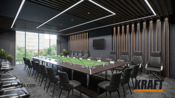 Фито-офис с кубообразной рейкой на потолке и стенах (+6 фото)